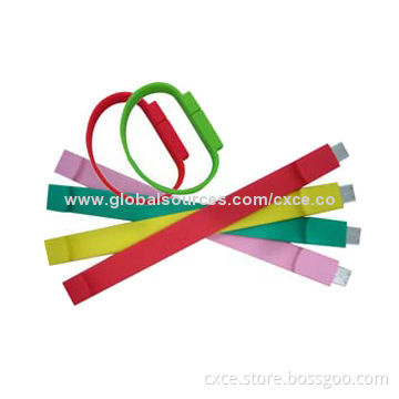 Silicone Bracelet USB Flash Drive, Customized Colors are Welcome